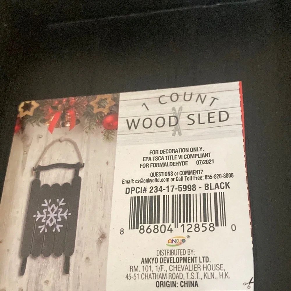 Target BP 2021 Christmas Black Wooden Sled with White Snowflake Wall Decor